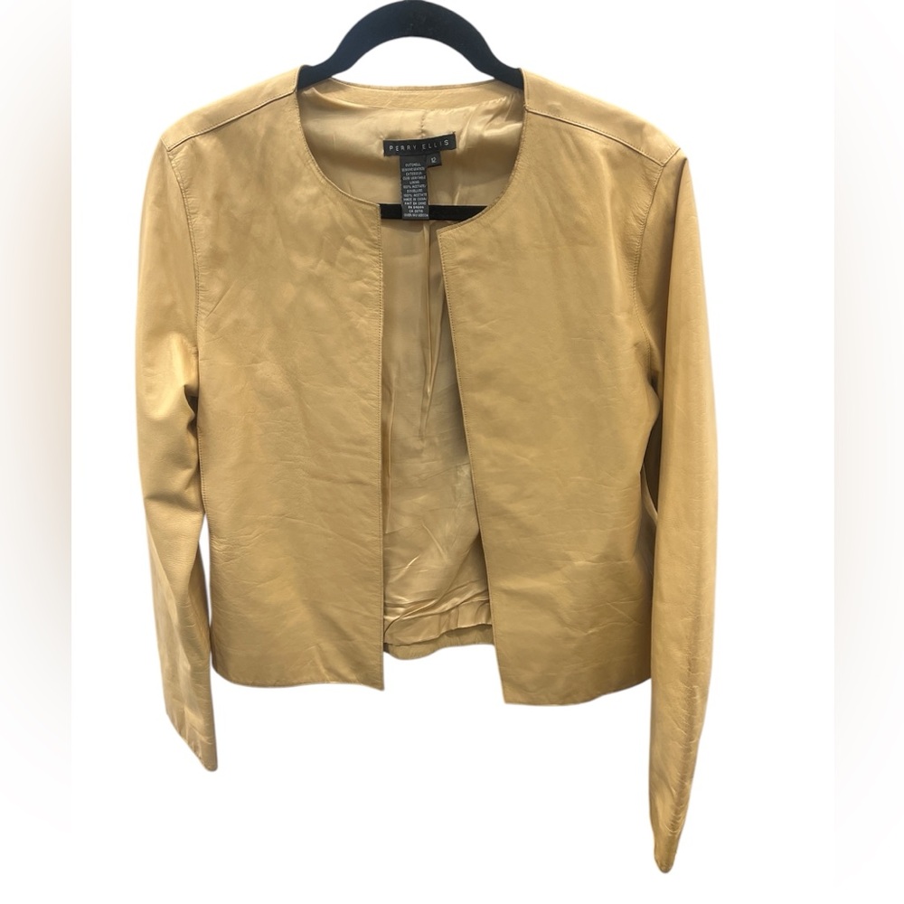 Perry Ellis Women's Genuine Leather Tan Jacket